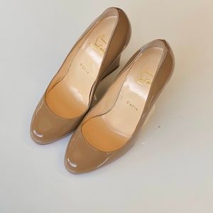 Christian Louboutin Ron Ron Zeppa 100 Nude Wedges